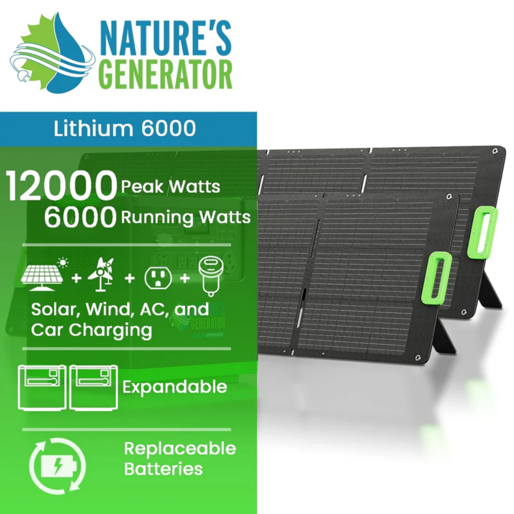 Nature's Generator Lithium 6000 with Solar Panel