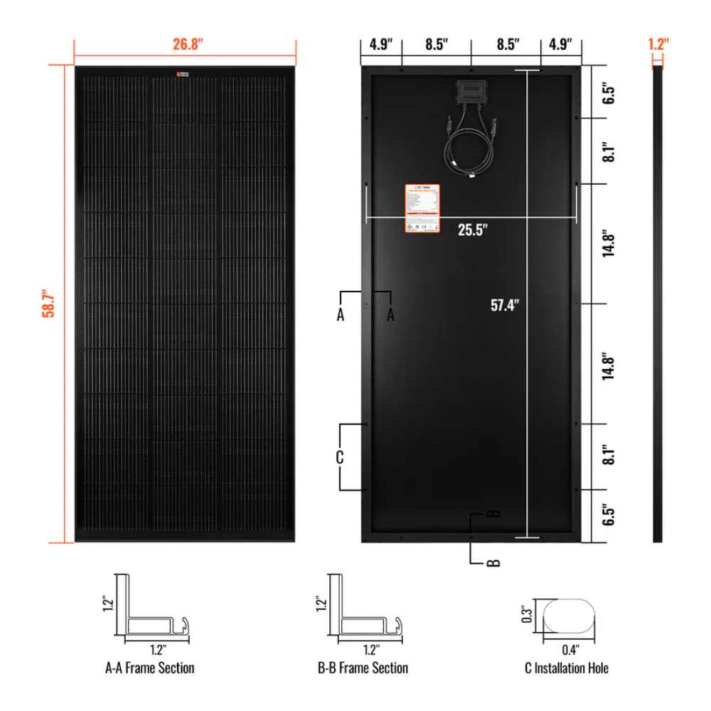 RICH SOLAR -MEGA 200 - 200 Watt Solar Panel