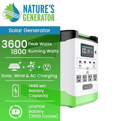 Nature's Generator Lithium 1800 Portable Power Station 1800W 1440Wh