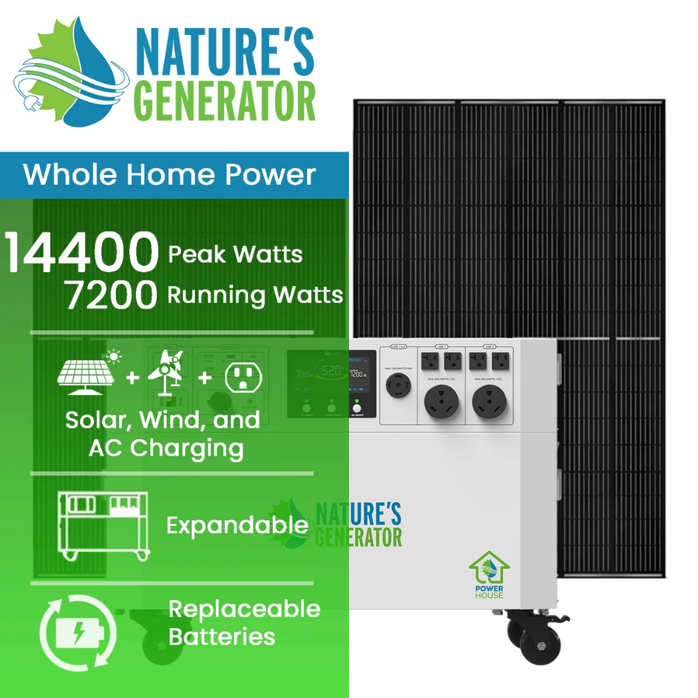 Nature's Generator Powerhouse Whole Home Solar Generator with 410W Solar Panels