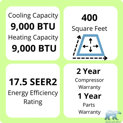 MRCOOL DIY Select 9,000 BTU Single Zone Mini Split System 115V with 11.5 ft. Quick Connect Line Set