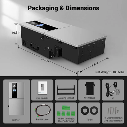 SunGoldPower 11.4KW 48V Split Phase Hybrid Solar Inverter | Whole Home Backup (200A) | SGN-11K15PRO