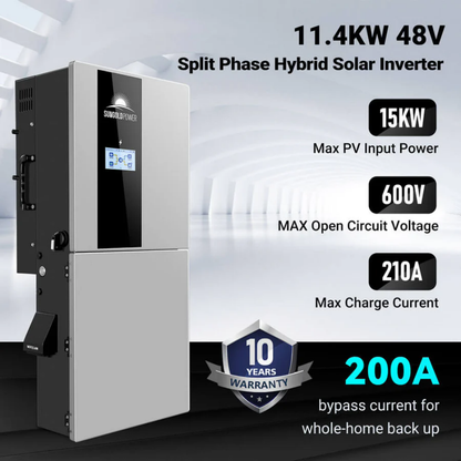 SunGoldPower 11.4KW 48V Split Phase Hybrid Solar Inverter | Whole Home Backup (200A) | SGN-11K15PRO
