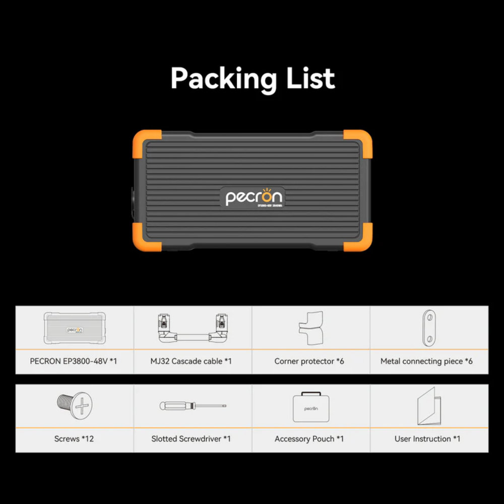 PECRON EP3800-48V Expansion Battery 3840Wh for E1500LFP, E3600LFP, E1000LFP, E2400LFP, F3000LFP & E3800LFP