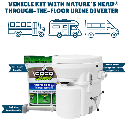Nature's Head Vehicle Kit with Through-the-Floor Urine Diverter Toilet