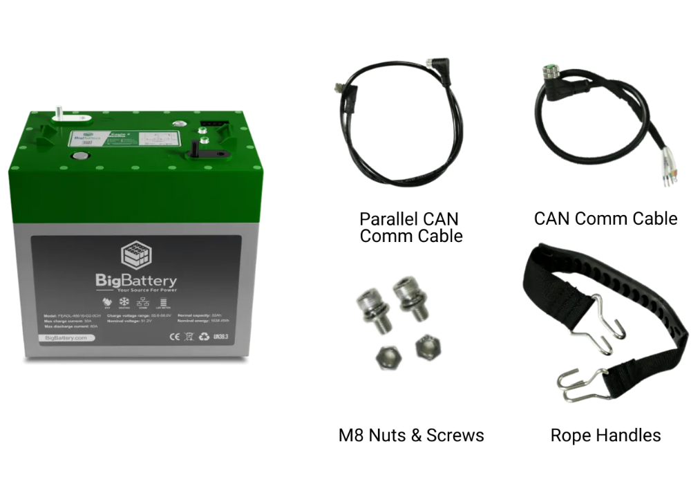 BigBattery 48V EAGLE 2 32Ah 1.63kWh LiFePO4 Golf and Utility Cart Battery