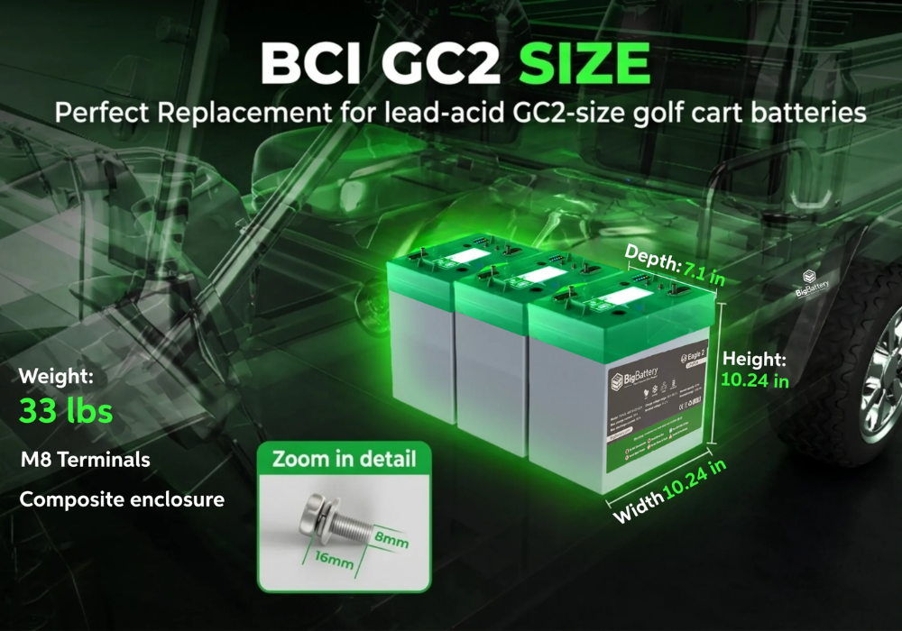 BigBattery 48V EAGLE 2 32Ah 1.63kWh LiFePO4 Golf and Utility Cart Battery