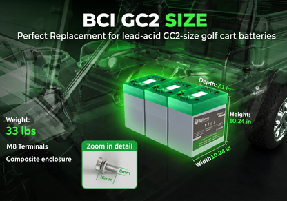 BigBattery 48V EAGLE 2 32Ah 1.63kWh LiFePO4 Golf and Utility Cart Battery