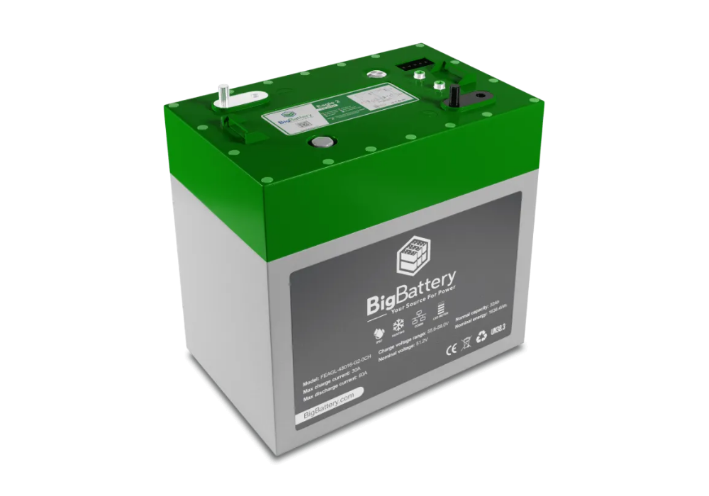 BigBattery 48V EAGLE 2 32Ah 1.63kWh LiFePO4 Golf and Utility Cart Battery