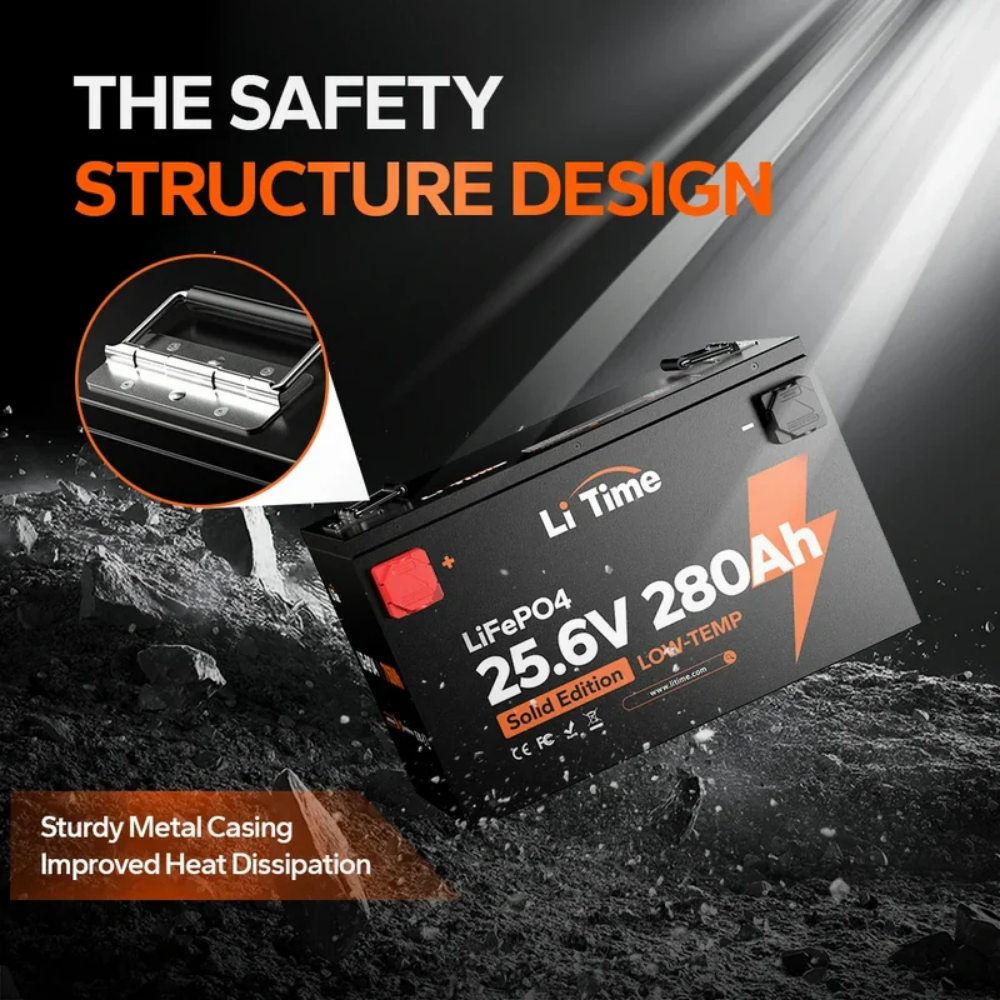 LiTime 24V 280Ah LiFePO4 Lithium Battery with Low-Temp Protection