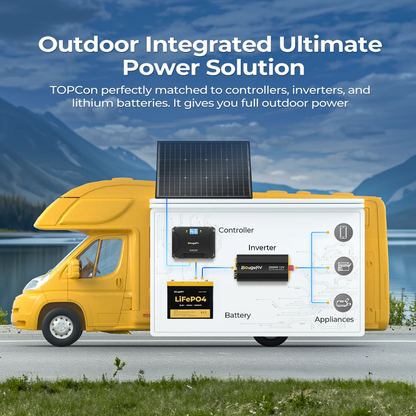 BougeRV N-Type 12V/24V 200 Watt Bifacial 16BB Solar Panel