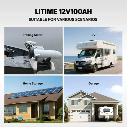 LiTime 12V 100Ah Group 24 Bluetooth Lithium Deep Cycle Battery