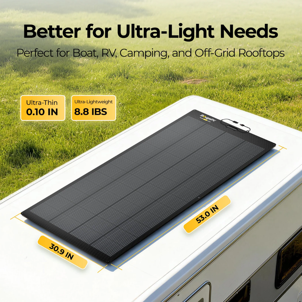BougeRV Arch 2.0 200W N-Type Fiberglass Flexible Solar Panel