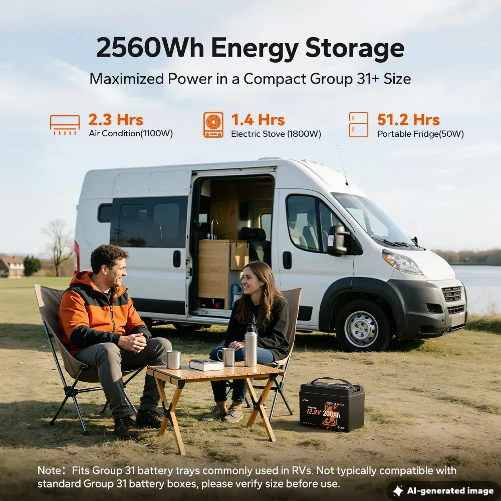 LiTime 12V 200Ah Xtra Mini Group 31 Bluetooth Lithium Battery for RV, Camping & Off-Grid
