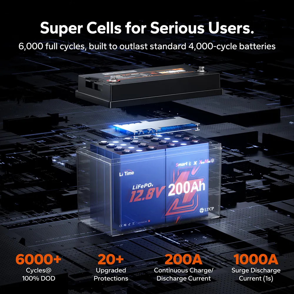 LiTime 12V 200Ah Xtra Mini Group 31 Bluetooth Lithium Battery for RV, Camping & Off-Grid