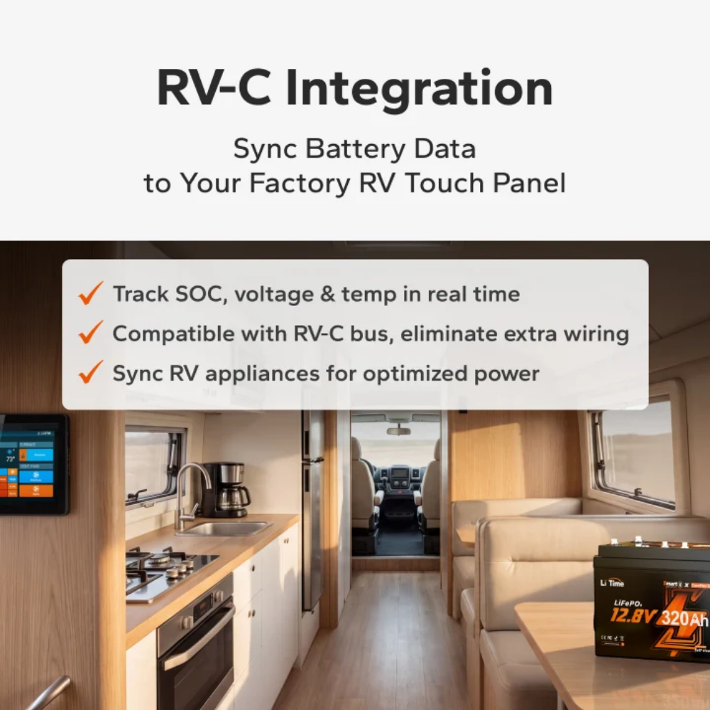 LiTime 12V 320Ah CAN & RS485 ComFlex Smart LiFePO4 Battery | Victron, RV-C & NMEA 2000 Integration
