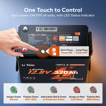 LiTime 12V 320Ah CAN & RS485 ComFlex Smart LiFePO4 Battery | Victron, RV-C & NMEA 2000 Integration