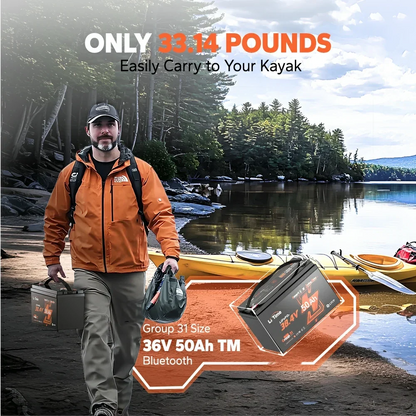 LiTime 36V 50Ah Group 31 LiFePO4 Trolling Motor Battery with Bluetooth