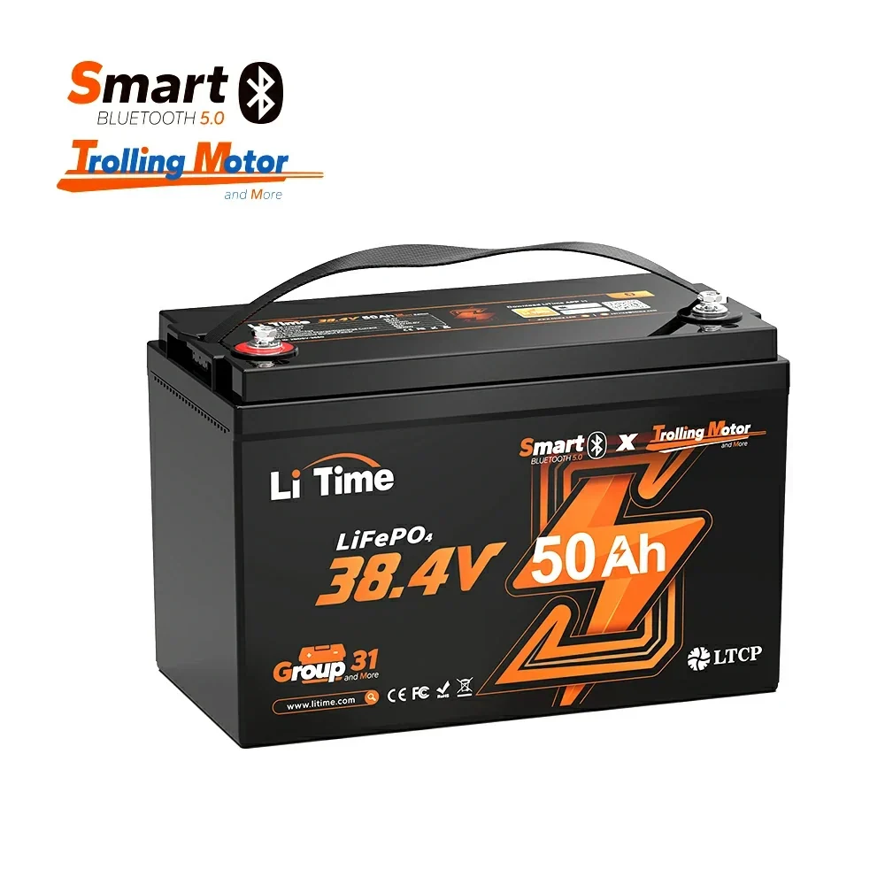 LiTime 36V 50Ah Group 31 LiFePO4 Trolling Motor Battery with Bluetooth
