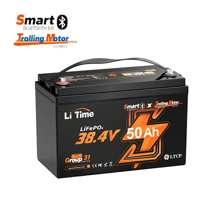 LiTime 36V 50Ah Group 31 LiFePO4 Trolling Motor Battery with Bluetooth