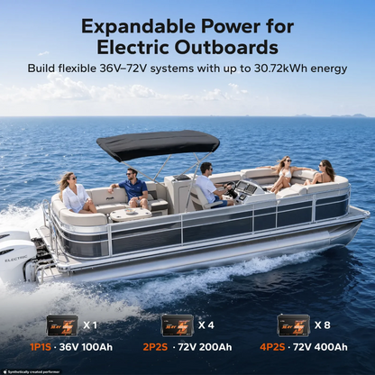 LiTime 36V 100Ah Compact Bluetooth LiFePO4 Battery for Trolling Motors & Electric Outboards