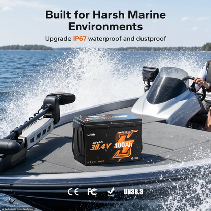 LiTime 36V 100Ah Compact Bluetooth LiFePO4 Battery for Trolling Motors & Electric Outboards
