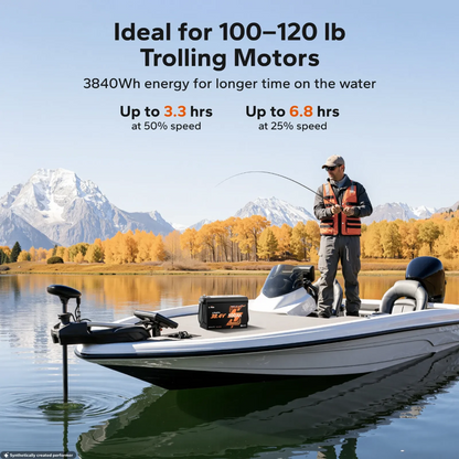 LiTime 36V 100Ah Compact Bluetooth LiFePO4 Battery for Trolling Motors & Electric Outboards