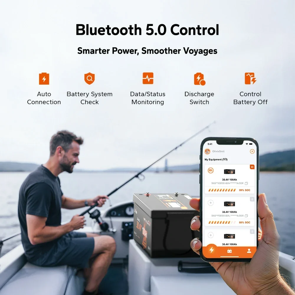 LiTime 36V 100Ah LiFePO4 Marine Battery for Trolling Motors & Electric Outboards with Bluetooth