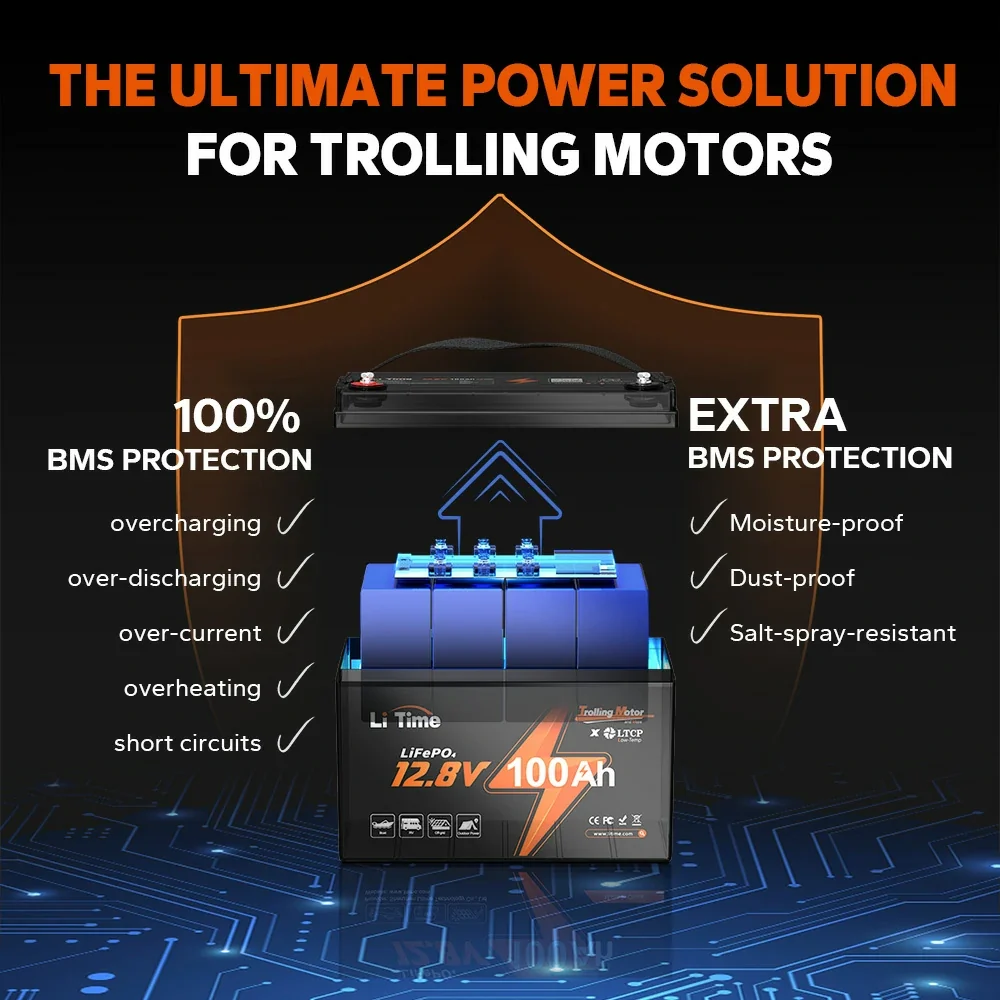 LiTime 12V 100Ah TM Trolling Motor LiFePO4 Lithium Battery