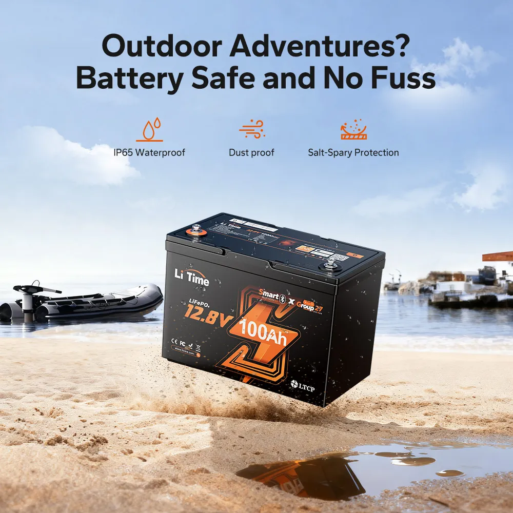 LiTime 12V 100Ah Group 27 Bluetooth LiFePO4 Lithium Battery