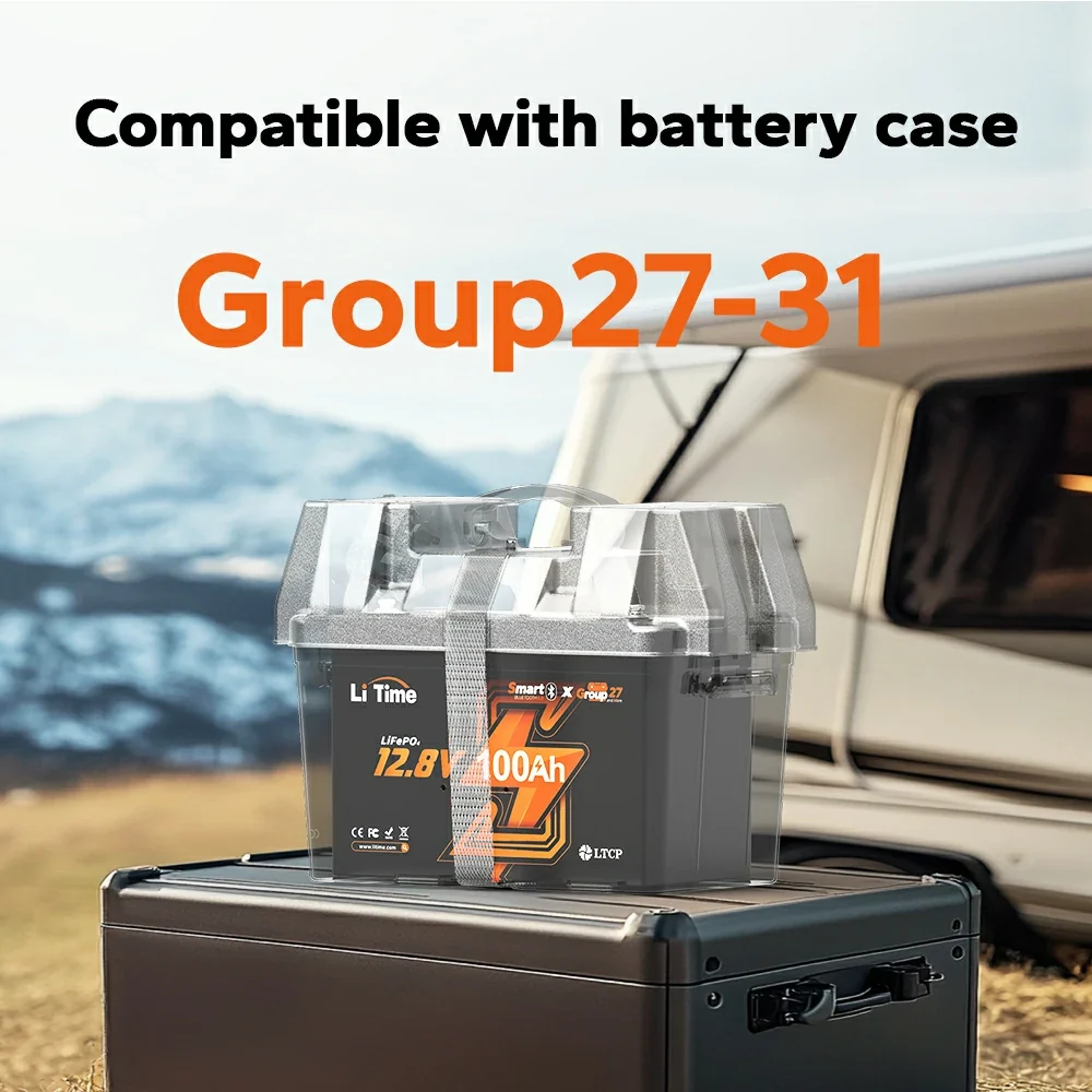 LiTime 12V 100Ah Group 27 Bluetooth LiFePO4 Lithium Battery