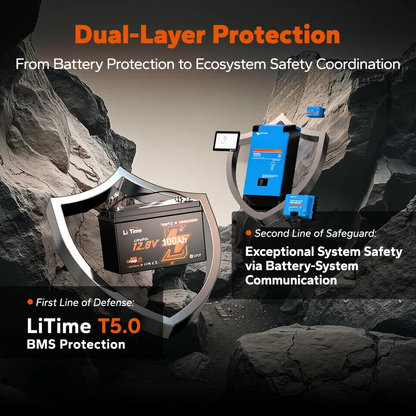 LiTime 12V 100Ah Smart ComFlex Bluetooth LiFePO4 Lithium Battery