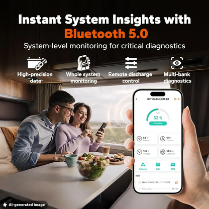 LiTime 12V 100Ah Smart ComFlex Bluetooth LiFePO4 Lithium Battery