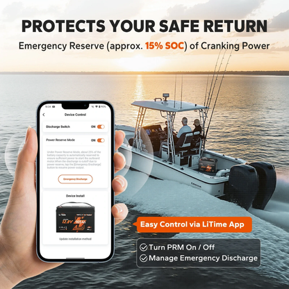 LiTime 12V 165Ah 1200 CCA Dual-Purpose Marine Bluetooth Lithium Battery