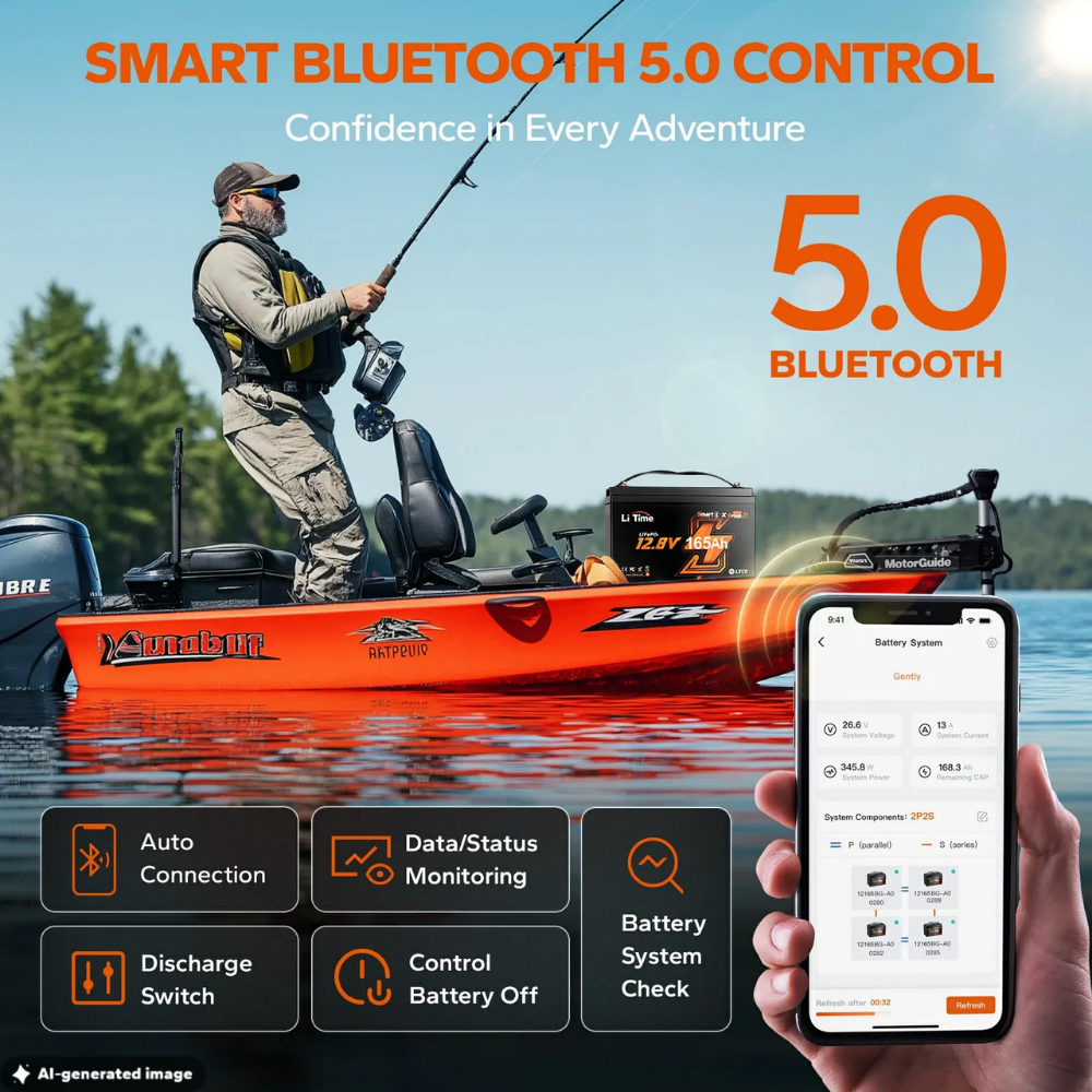 LiTime 12V 165Ah Bluetooth LiFePO4 Lithium Battery