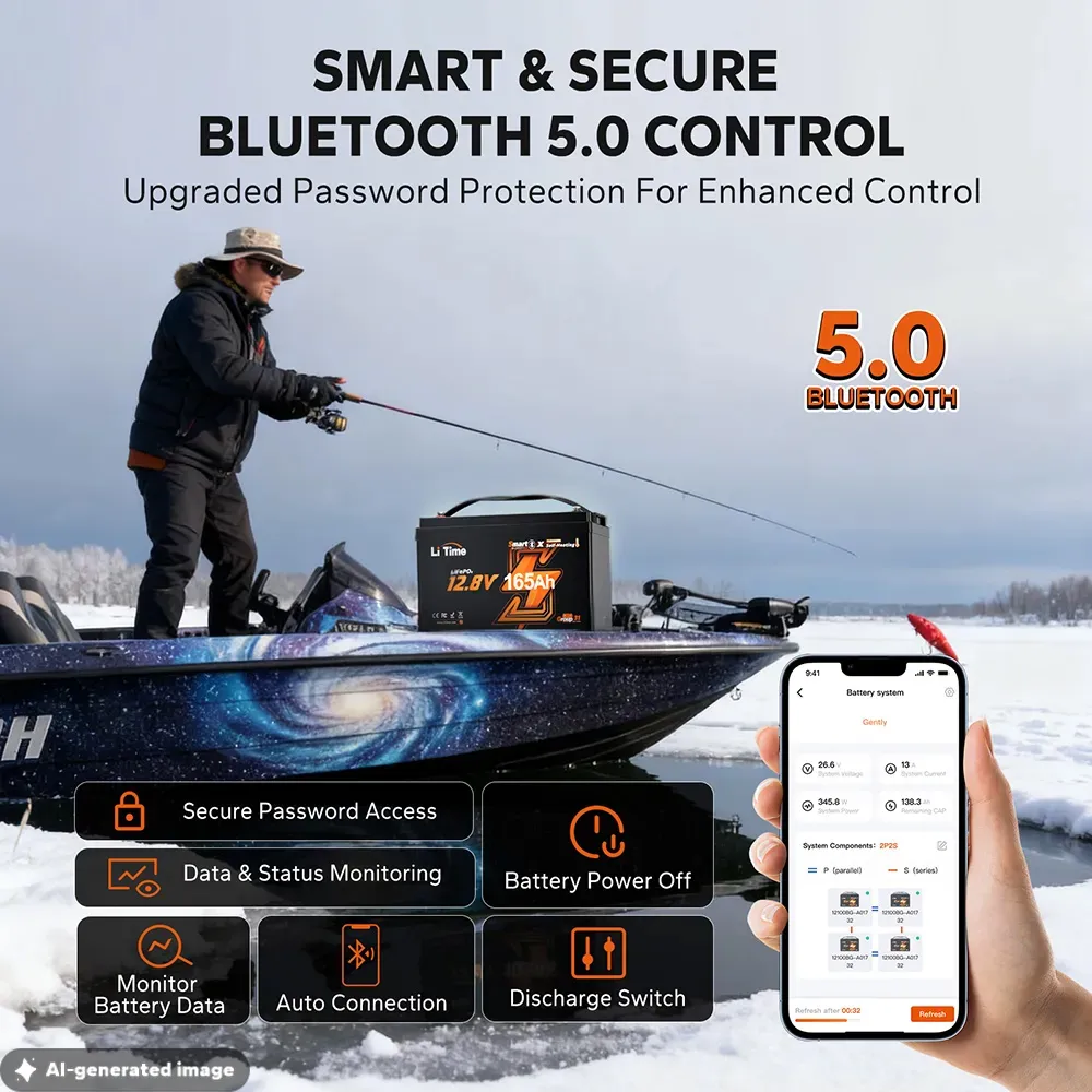 LiTime 12V 165Ah Bluetooth Self-Heating LiFePO4 Lithium Battery