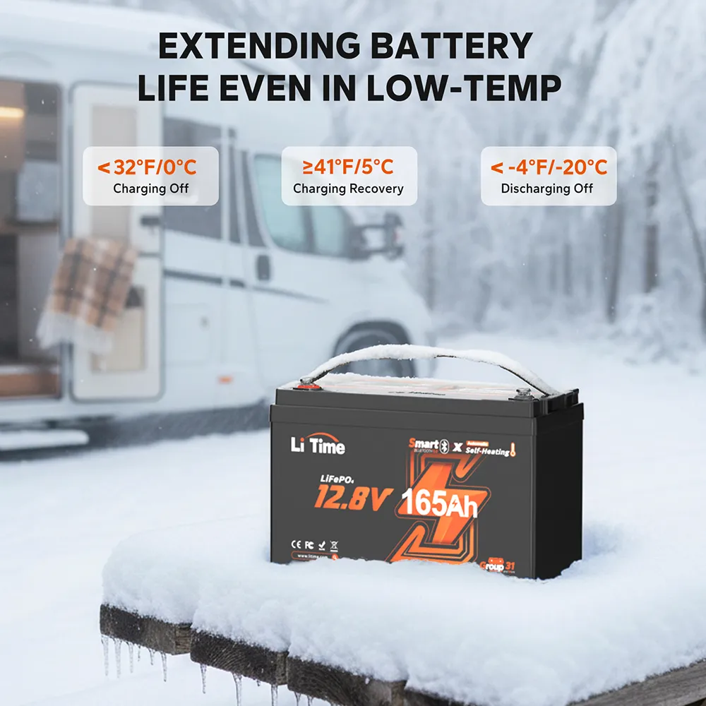 LiTime 12V 165Ah Bluetooth Self-Heating LiFePO4 Lithium Battery