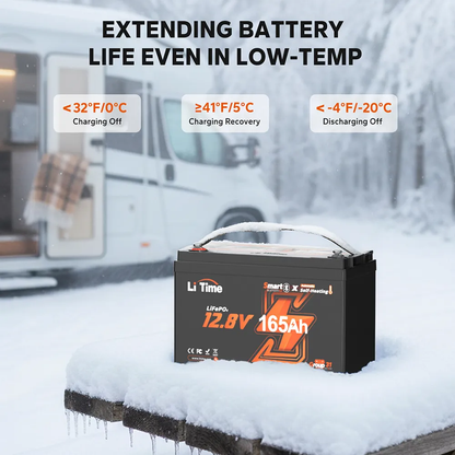 LiTime 12V 165Ah Bluetooth Self-Heating LiFePO4 Lithium Battery
