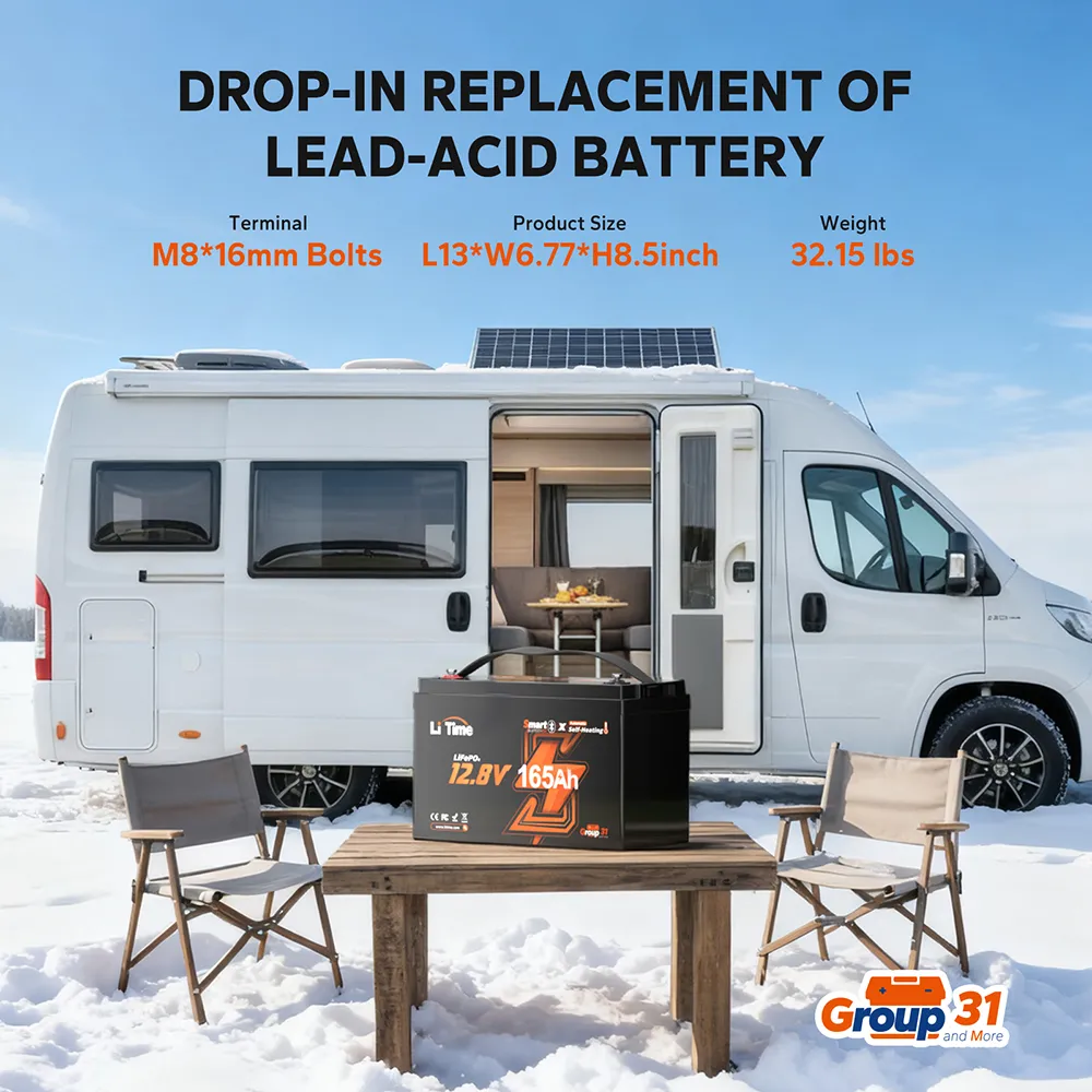 LiTime 12V 165Ah Bluetooth Self-Heating LiFePO4 Lithium Battery