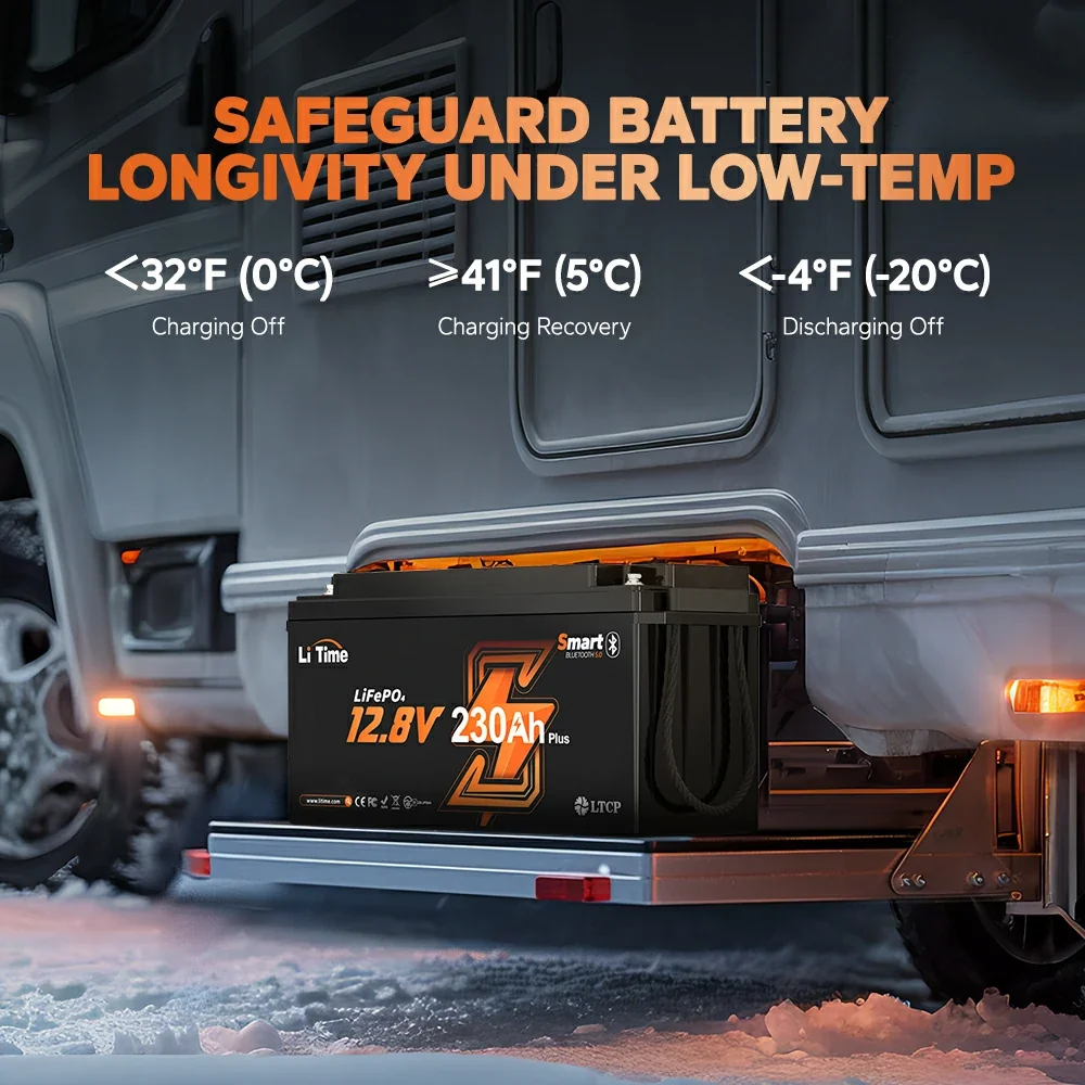 LiTime 12V 230Ah Bluetooth LiFePO4 Lithium Battery with Low-Temp Protection