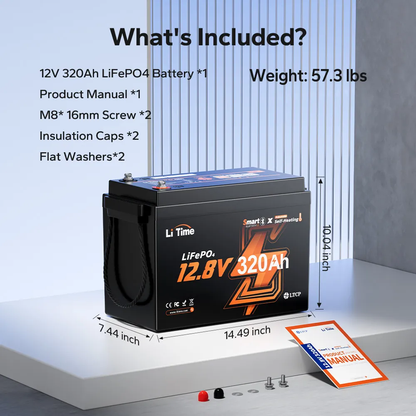LiTime 12V 320Ah Mini Bluetooth Self-Heating LiFePO4 Lithium Battery