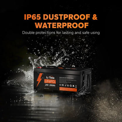 LiTime 24V 200Ah Group 8D LiFePO4 Lithium Battery