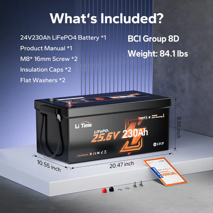 LiTime 24V 230Ah Bluetooth Self-Heating LiFePO4 Lithium Battery