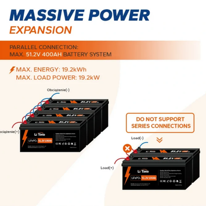 LiTime 48V (51.2V) 100Ah Group 8D LiFePO4 Lithium Battery