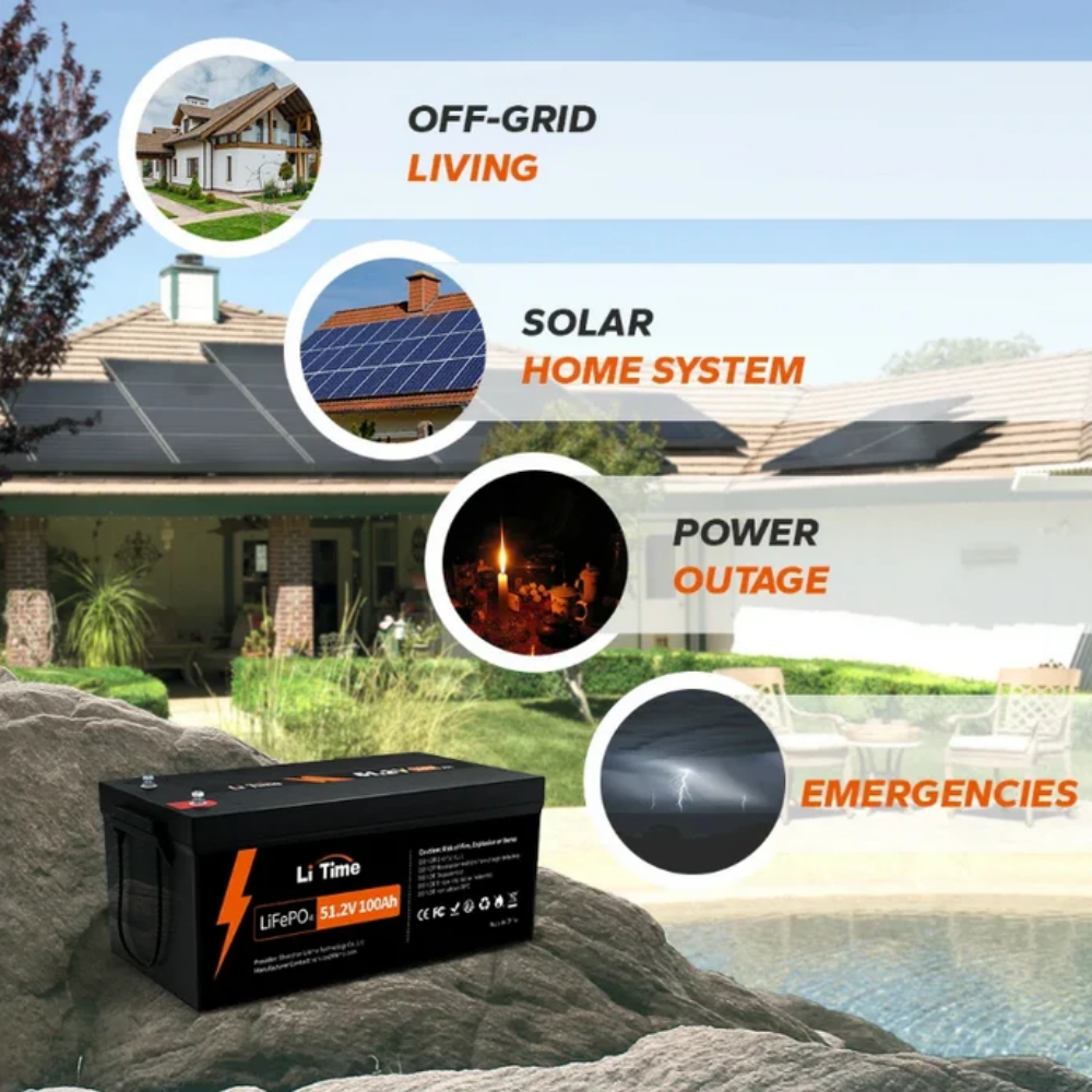 LiTime 48V (51.2V) 100Ah Group 8D LiFePO4 Lithium Battery