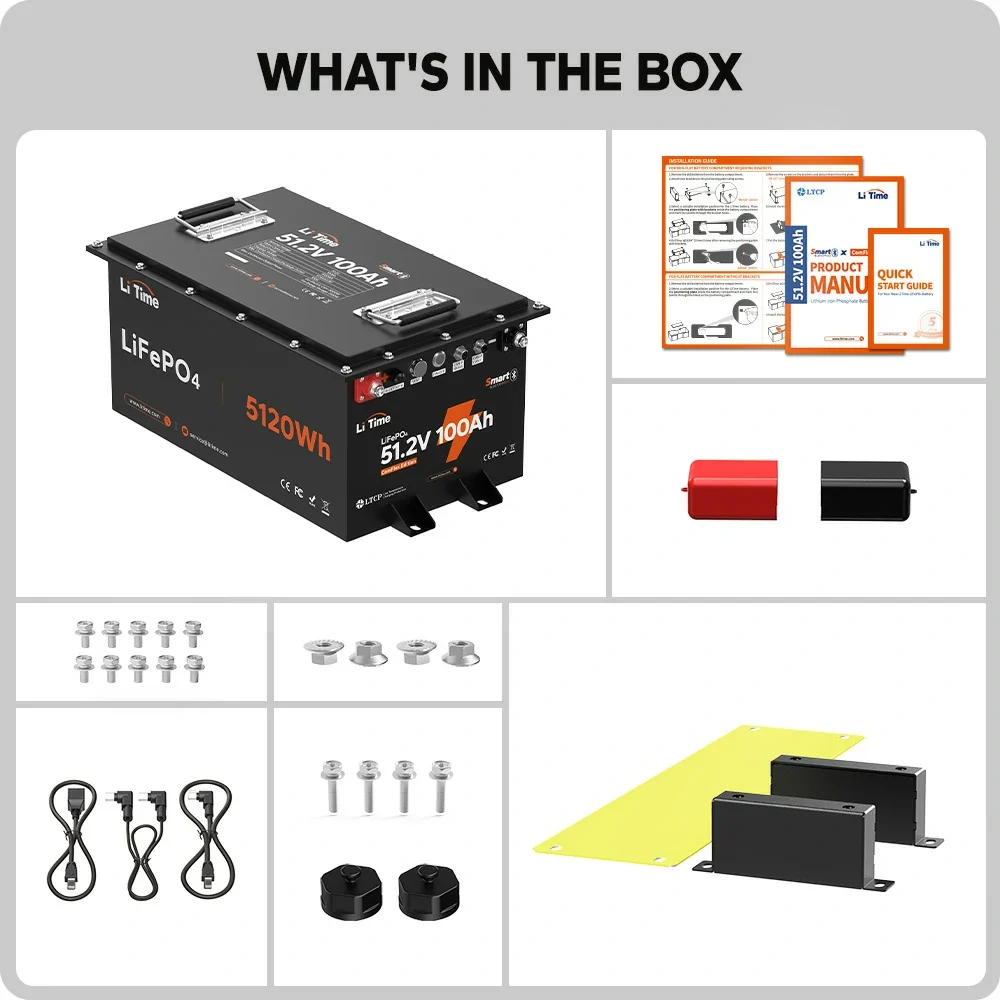 LiTime 48V (51.2V) 100Ah Victron-Ready Bluetooth Marine LiFePO4 Battery