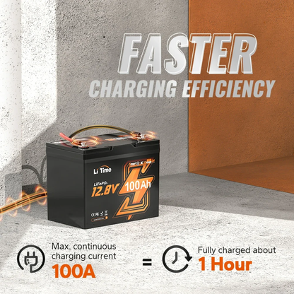 LiTime 12V 100Ah Group 24 Deep Cycle LiFePO4 Lithium Battery