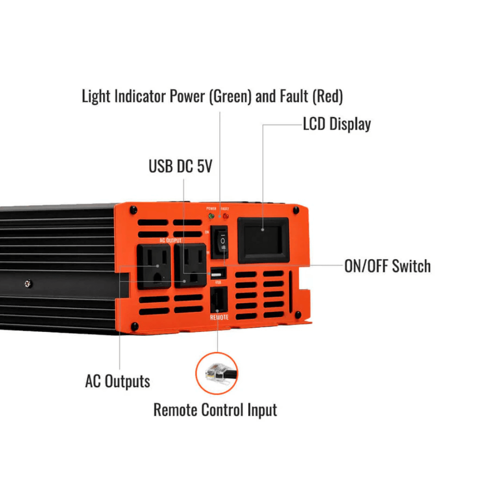 RICH SOLAR NOVA PURE 1.5K - 1500 (1.5kW) Watt 12 Volt Industrial Pure Sine Wave Inverter