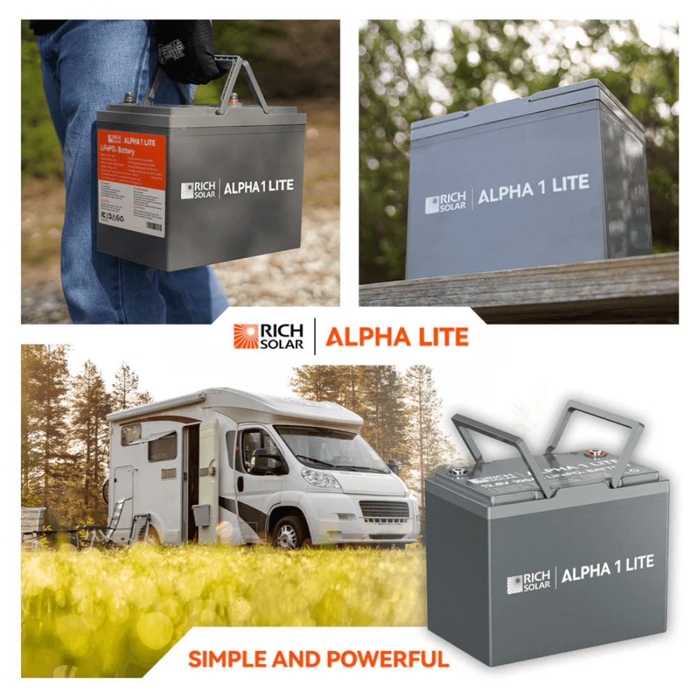 RICH SOLAR -ALPHA 1 LITE | 12V 100Ah LiFePO4 Battery | Lightweight 12V Lithium Battery for RVs, Trailers, Vans, Boats, Off-Grid | 4,000 Lifetime Cycles | Best Value