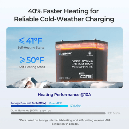 Renogy Mini Size 12.8V 100Ah Lithium Iron Phosphate Battery